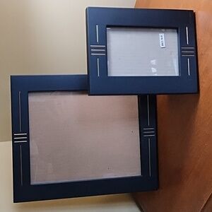Wood Frame Set Black Brass Inlay 8x10 and 4x6 Pictures Photos Mother's Day Gift
